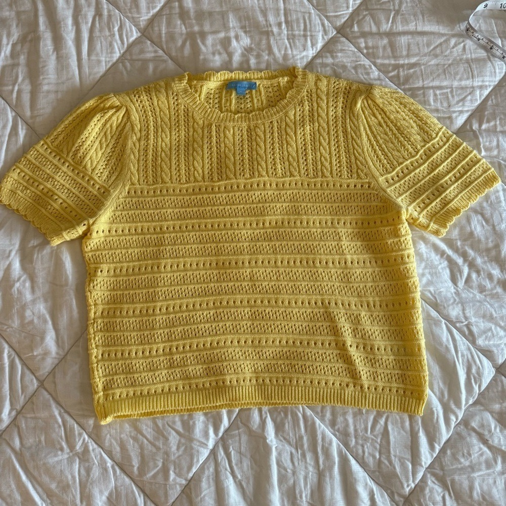 ☀️🔥Draper James - Yellow Pointelle Knit Sweater - XL